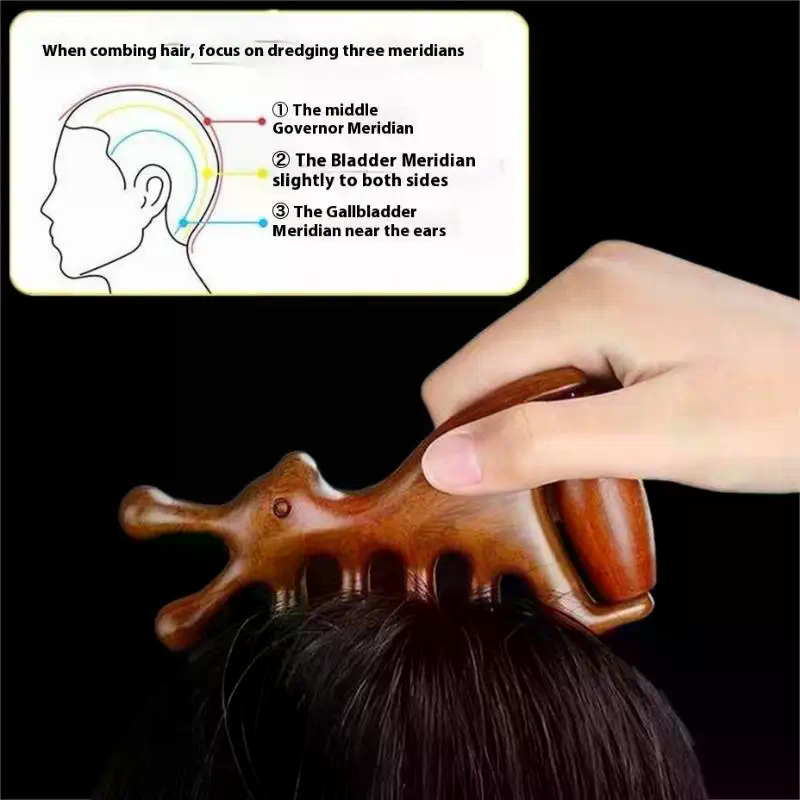 Hair Care Vegan - Wooden Massage Comb Head Meridian Scalp