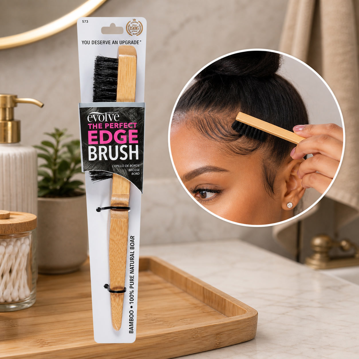Bamboo Hair Brush - Bamboo Edge Hair Brush With Smooth