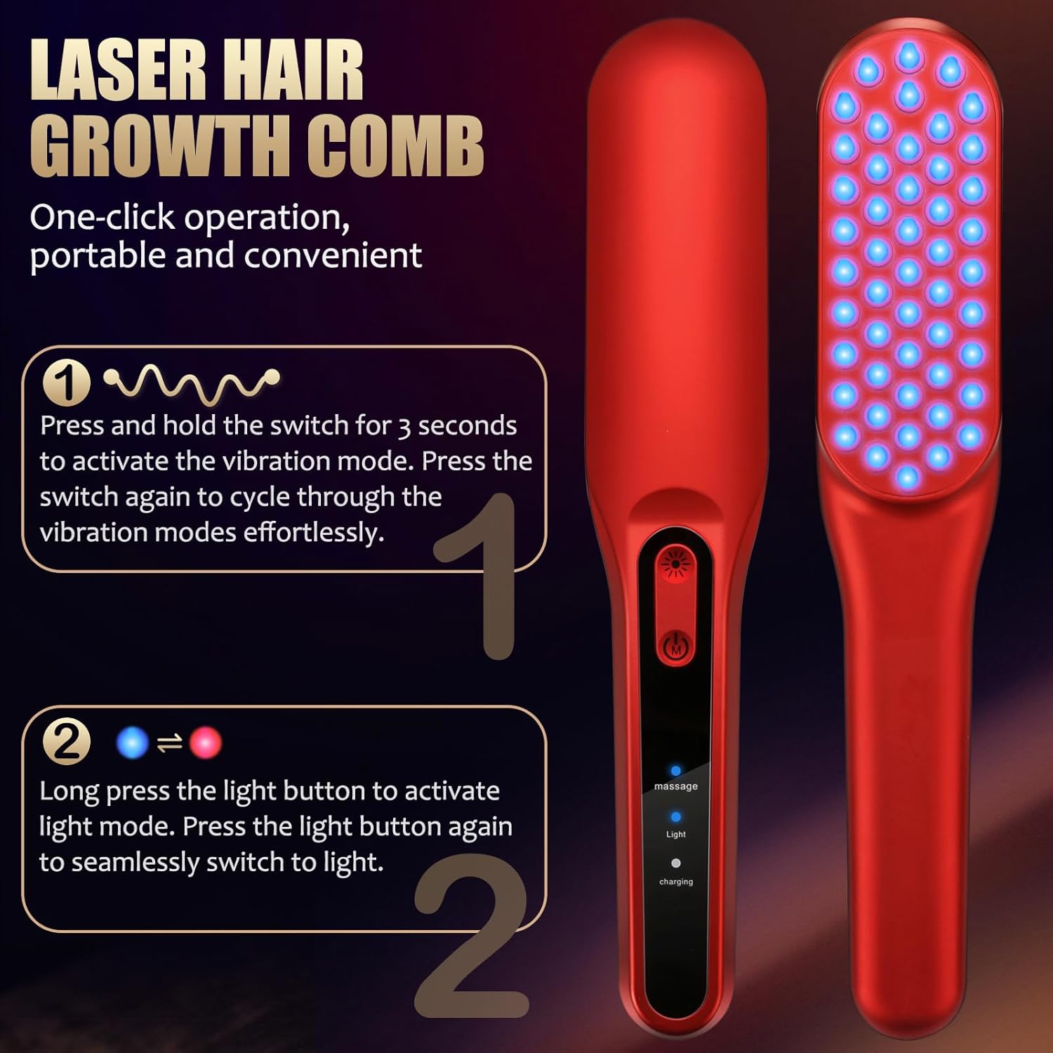 Laser Hair Growth Comb, Red Li - огляд і ціна Hair Care Vegan