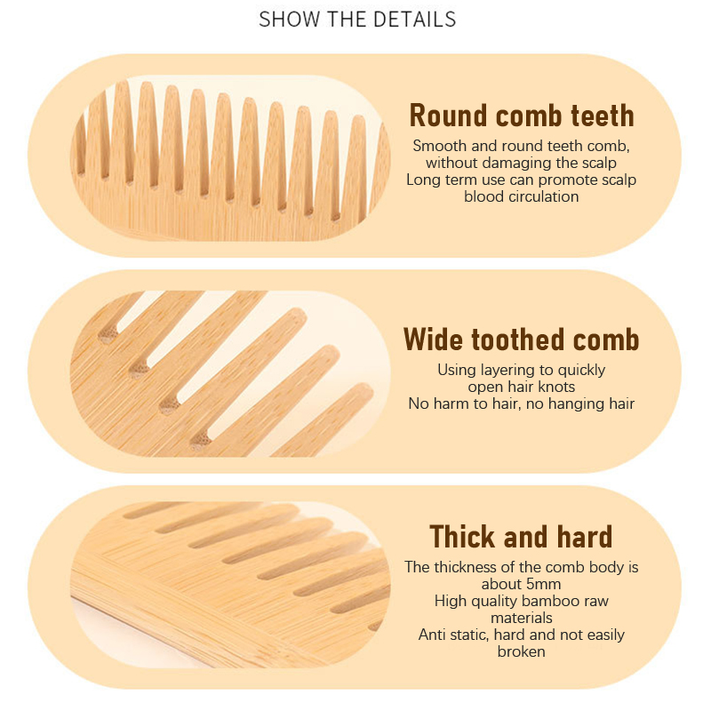 Bamboo Wide Tooth Comb Hair Br - огляд і ціна Bamboo Hair Brush